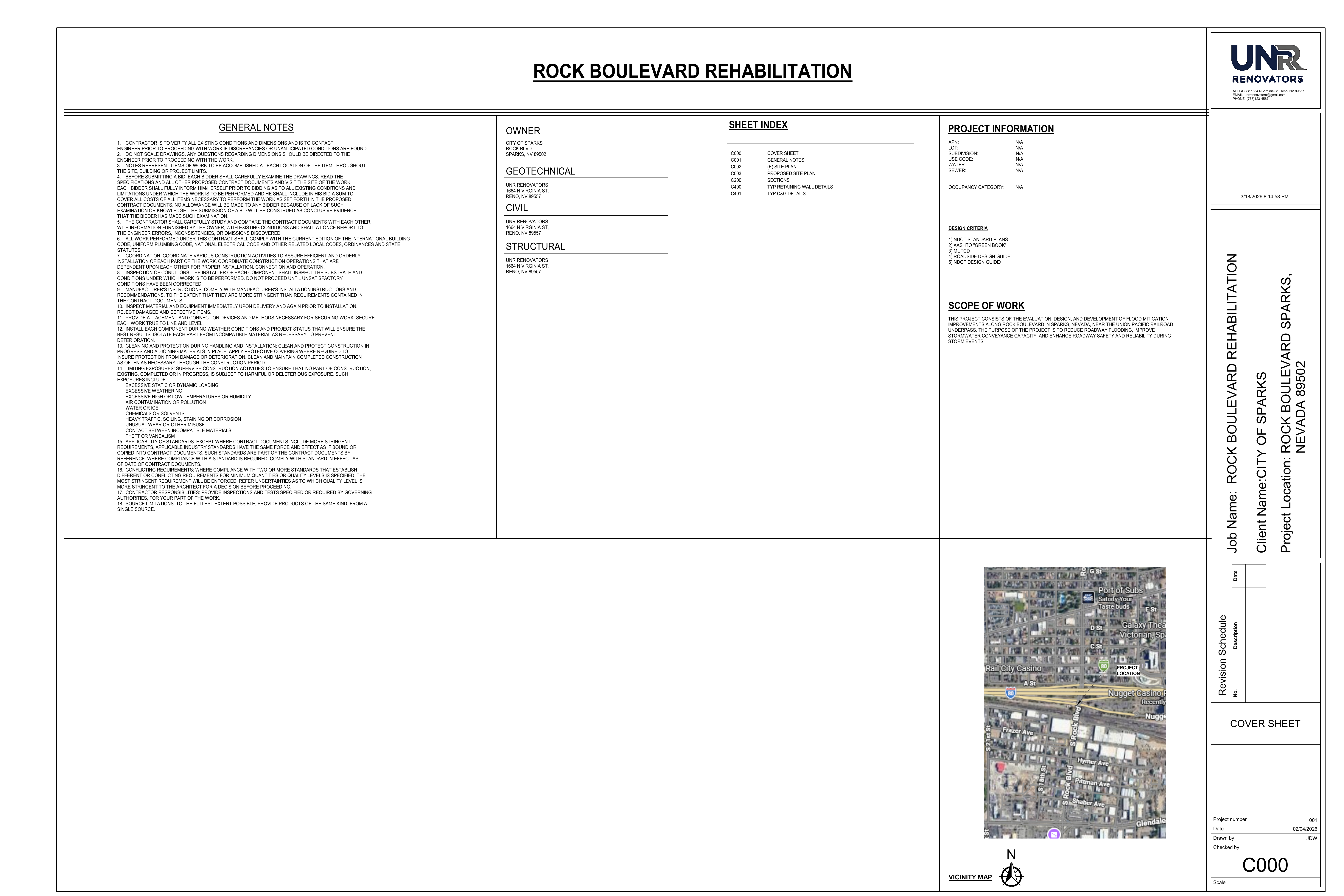 C000 - Cover Sheet with Vicinity Map and Project Information